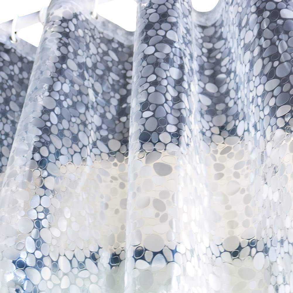 15 Gauge EVA Shower Curtain Liner, Waterproof Shower Liner for Bathroom Bath Stall, 70.8 X 70.8, Clear Cobblestone Design