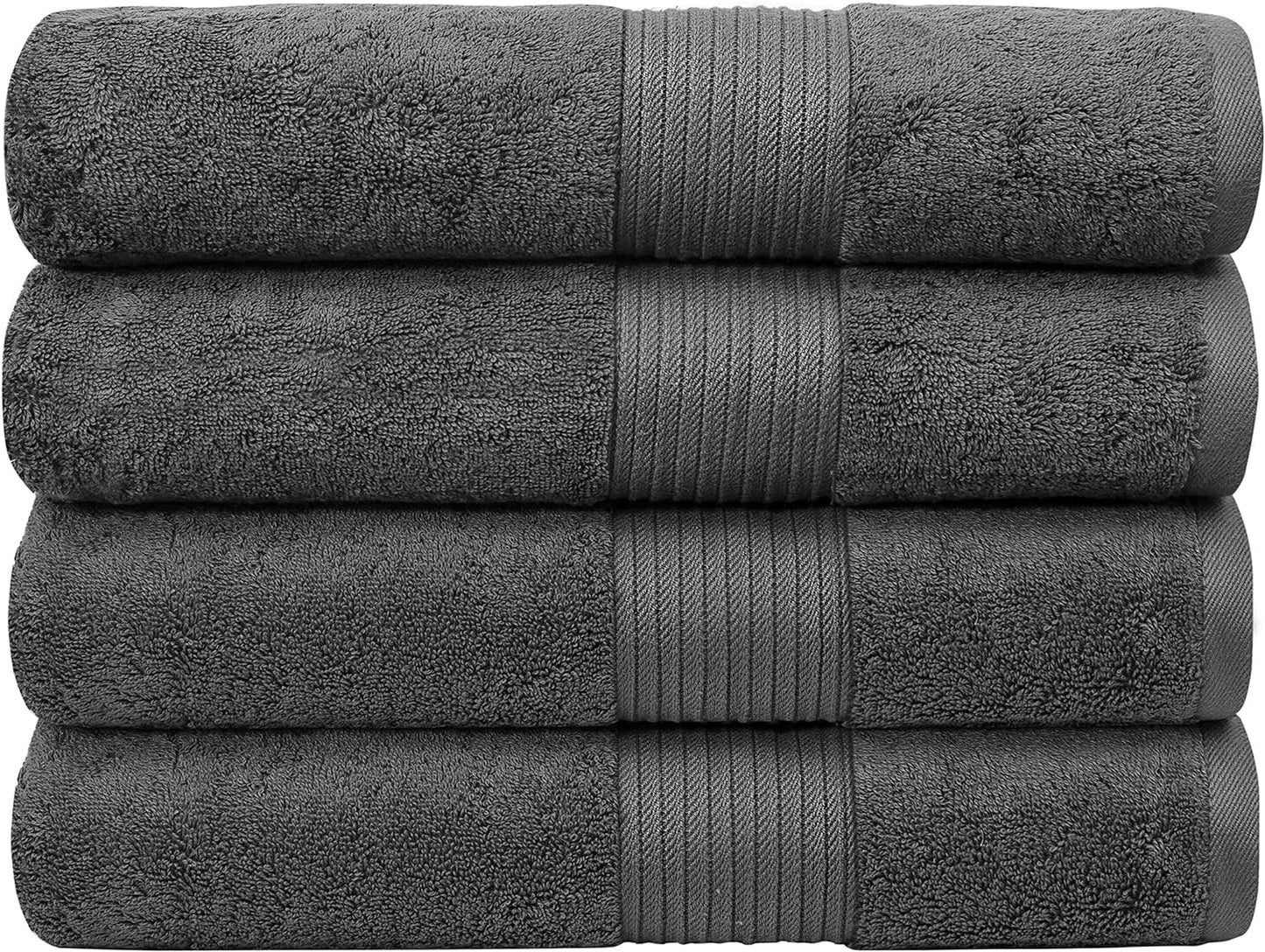 Luxury Extra Large Oversized Bath Towels | Hotel Quality Towels | 650 GSM | Soft Combed Cotton Towels for Bathroom | Thick & Fluffy Bath Sheets | Dark Grey - 4 Pack