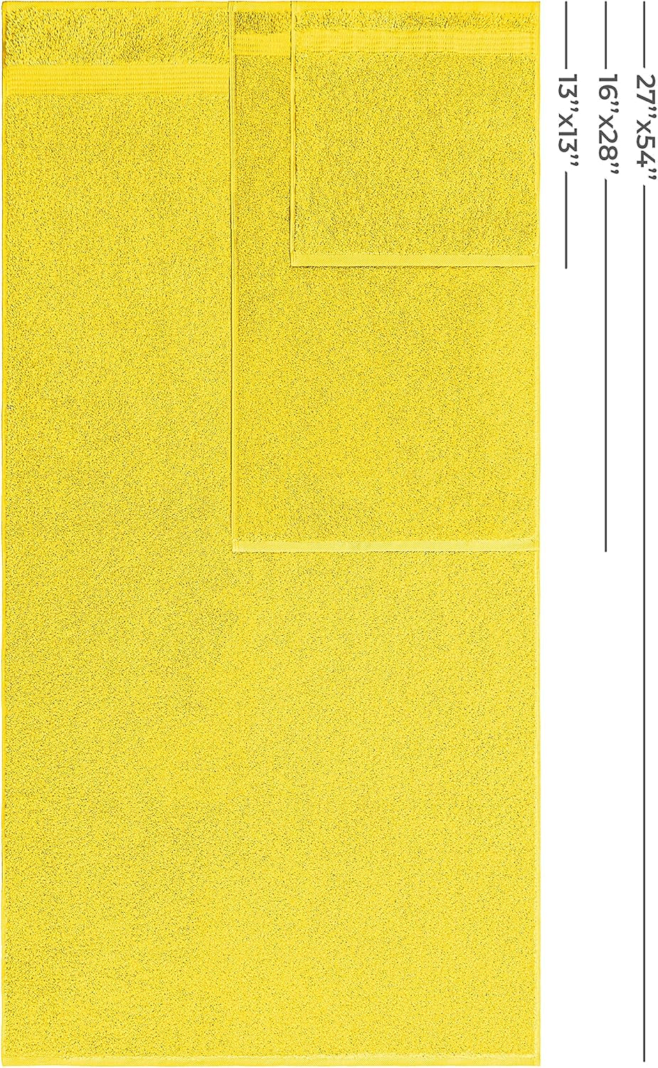 100% Cotton Turkish 6 Piece Towel Set, Luxury Towels Set of 6 for Bathroom Essentials, 2 Bath Towels 2 Hand Towels 2 Washcloths, Yellow