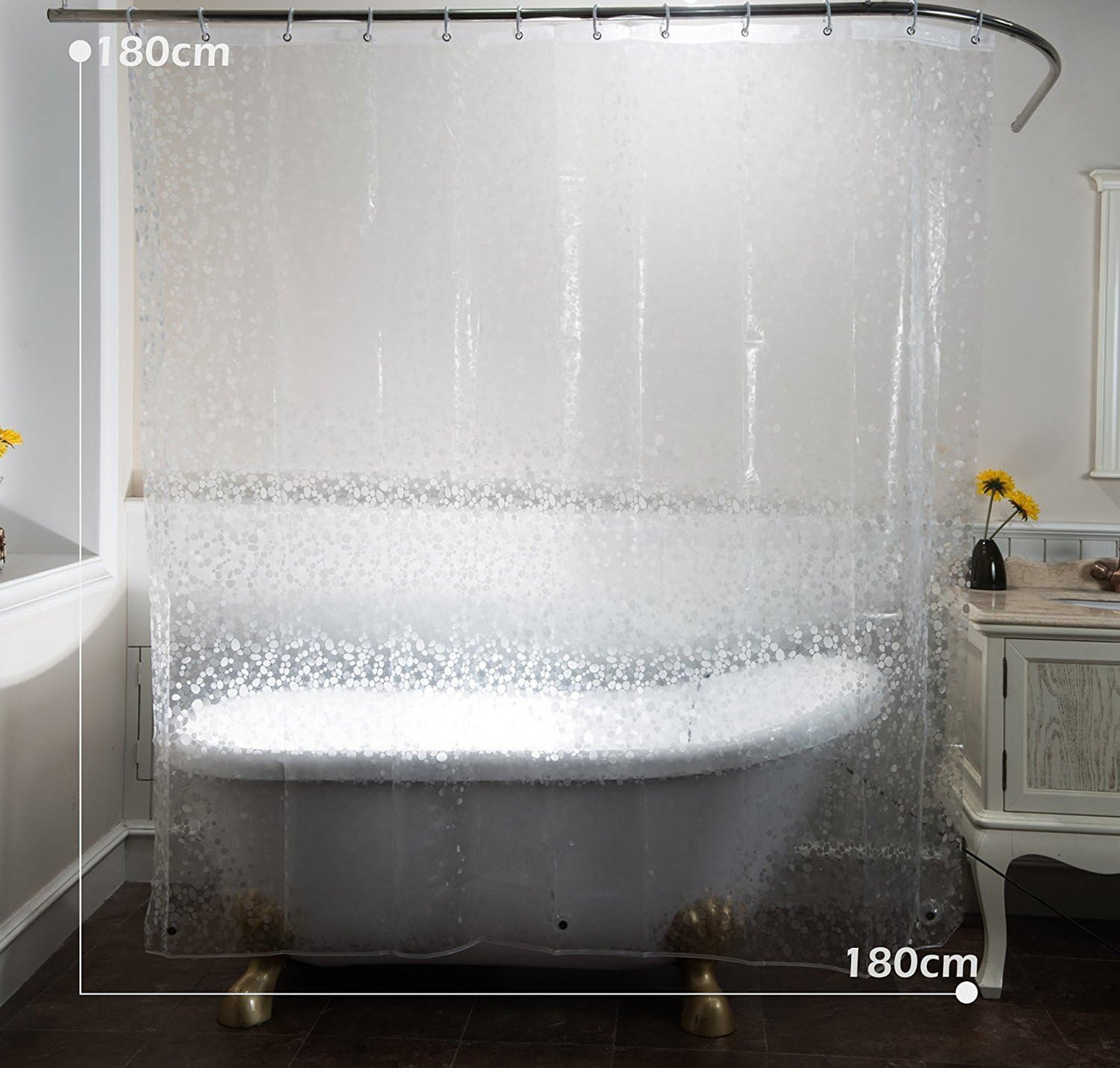 15 Gauge EVA Shower Curtain Liner, Waterproof Shower Liner for Bathroom Bath Stall, 70.8 X 70.8, Clear Cobblestone Design