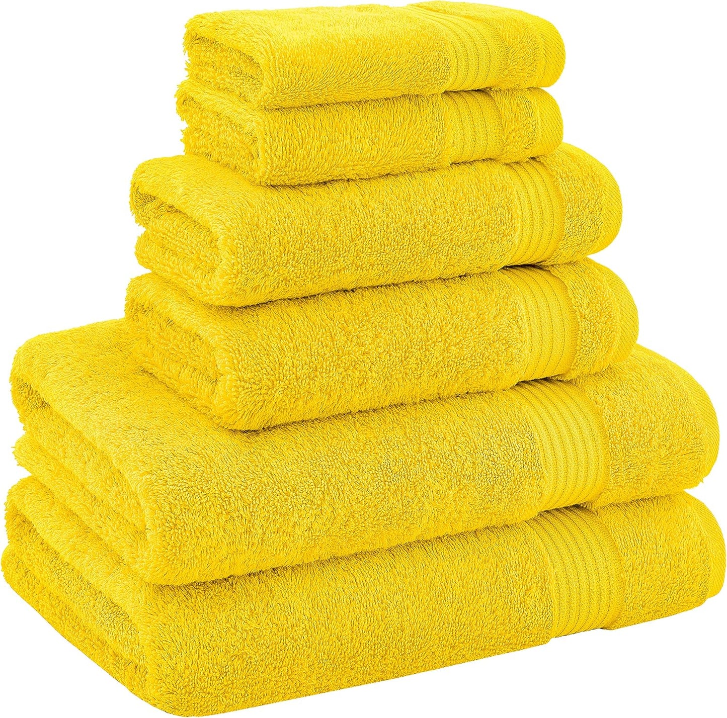 100% Cotton Turkish 6 Piece Towel Set, Luxury Towels Set of 6 for Bathroom Essentials, 2 Bath Towels 2 Hand Towels 2 Washcloths, Yellow