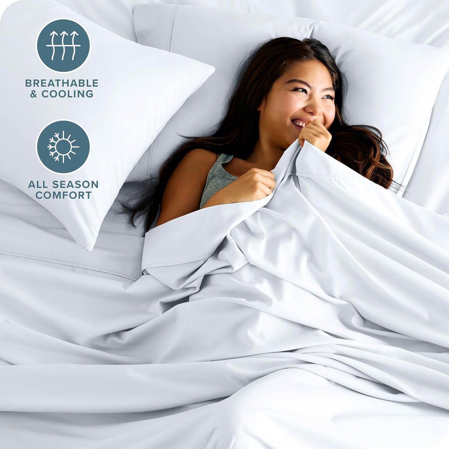 Queen Sheet Set - Luxury 1800 Ultra-Soft Microfiber Queen Bed Sheets - Double Brushed - Deep Pockets - Easy Fit - 4 Piece Set - Bedding Sheets & Pillowcases (Queen, White)