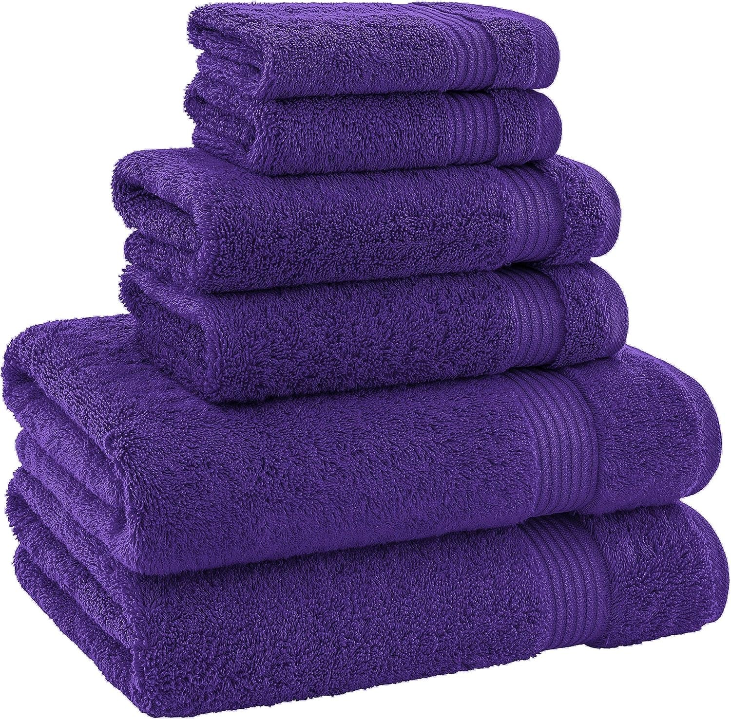 2 Washcloths, 2 Hand Towels, 2 Bath Towels, Soft & Absorbent 600 GSM Premium Hotel & Spa Quality 6 Piece Genuine Turkish Cotton Bathroom Towel Set, Aqua Blue (6 Piece Turkish Towel Set, Purple)