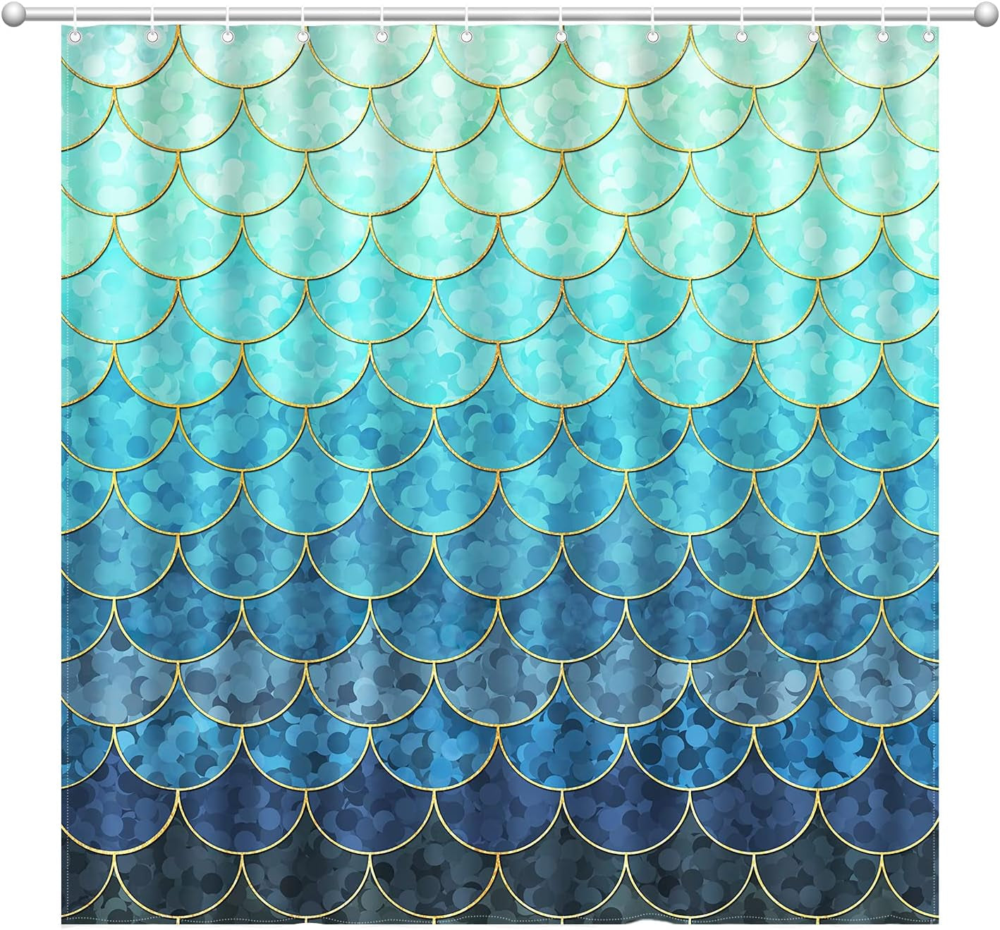 Modern Shower Curtain,Ombre Blue Shower Curtains,Teal Shower Curtain,Fabric Shower Curtains for Bathroom with 12 Hooks, Waterproof Shower Curtain, 72 X 72 Inch
