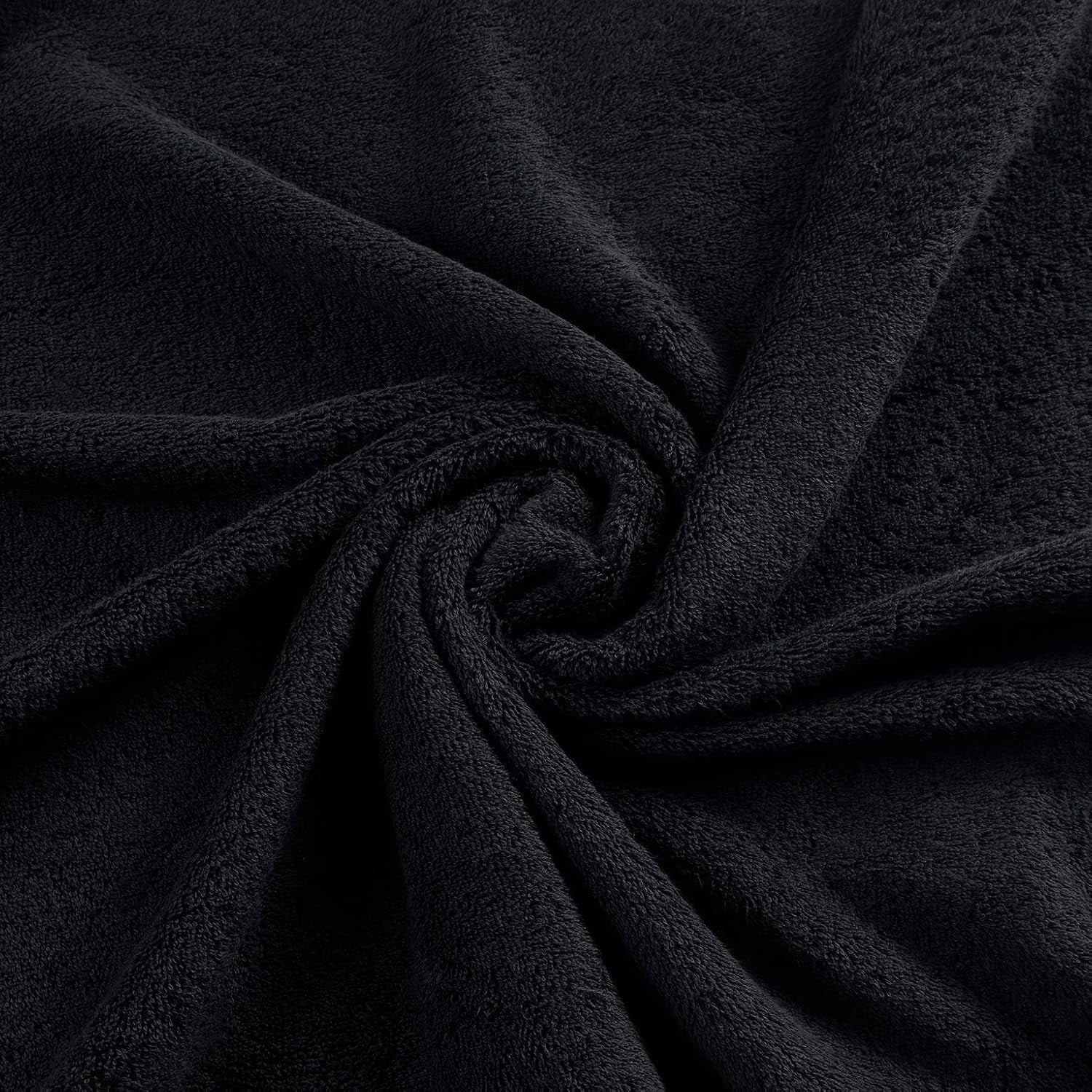 6-Piece Bath Towels Set, 100% Turkish Cotton Premium Quality Bathroom Towels, Soft and Absorbent Turkish Towels, Set Includes 2 Bath Towels, 2 Hand Towels and 2 Washcloths (Black)