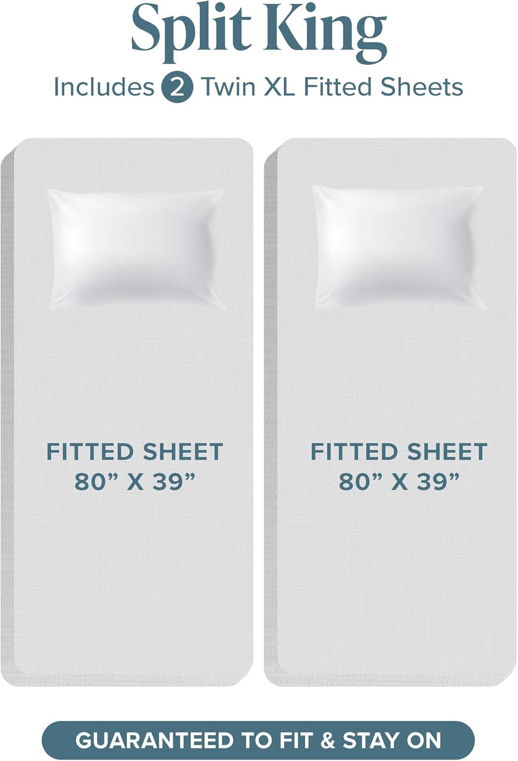 Split King Sheet Set - 1800 Ultra-Soft Microfiber Bed Sheets - Double Brushed - Deep Pockets - Easy Fit - 5 Piece Set - Bedding Sheets & Pillowcases (Sand)
