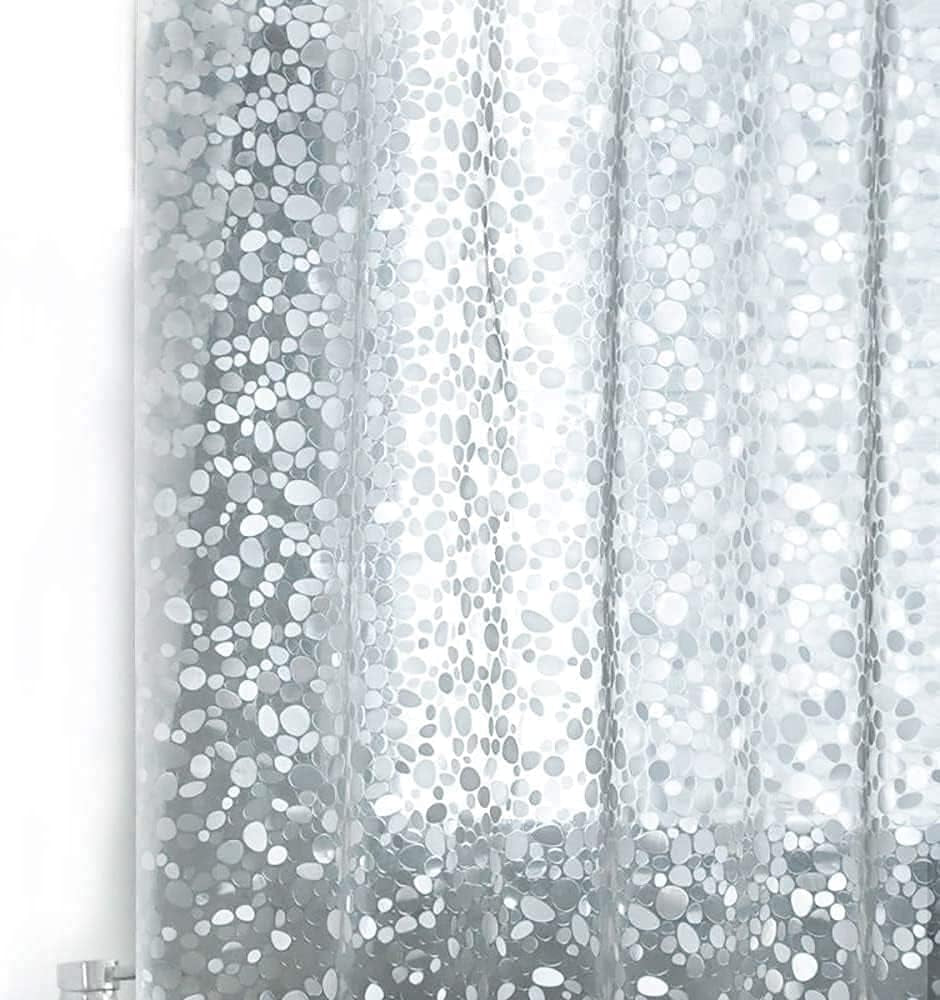 15 Gauge EVA Shower Curtain Liner, Waterproof Shower Liner for Bathroom Bath Stall, 70.8 X 70.8, Clear Cobblestone Design