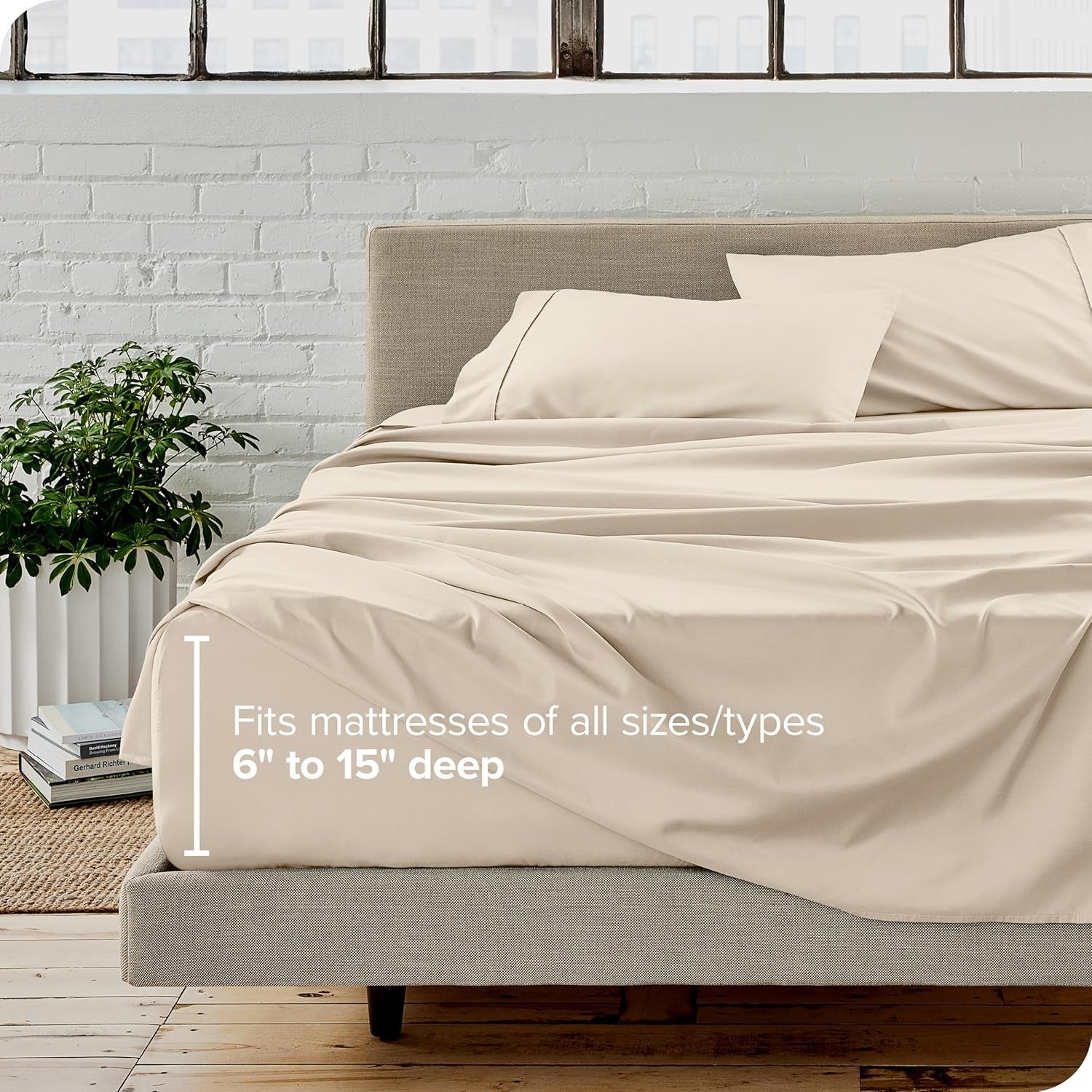 Split King Sheet Set - 1800 Ultra-Soft Microfiber Bed Sheets - Double Brushed - Deep Pockets - Easy Fit - 5 Piece Set - Bedding Sheets & Pillowcases (Sand)