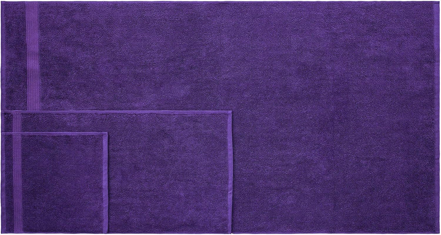 2 Washcloths, 2 Hand Towels, 2 Bath Towels, Soft & Absorbent 600 GSM Premium Hotel & Spa Quality 6 Piece Genuine Turkish Cotton Bathroom Towel Set, Aqua Blue (6 Piece Turkish Towel Set, Purple)