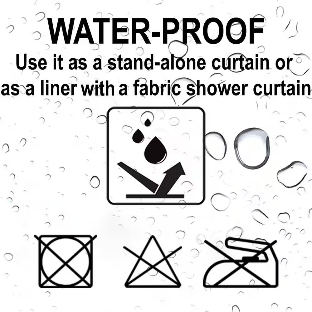 Transparent 71 In. W X 71 In. L PEVA Shower Curtain Black Window Design