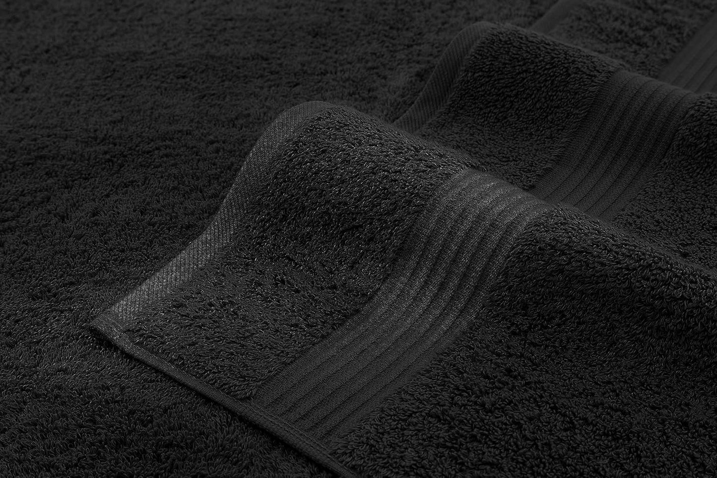 100% Cotton Turkish 6 Piece Towel Set, Luxury Towels Set of 6 for Bathroom Essentials, 2 Bath Towels 2 Hand Towels 2 Washcloths, Black
