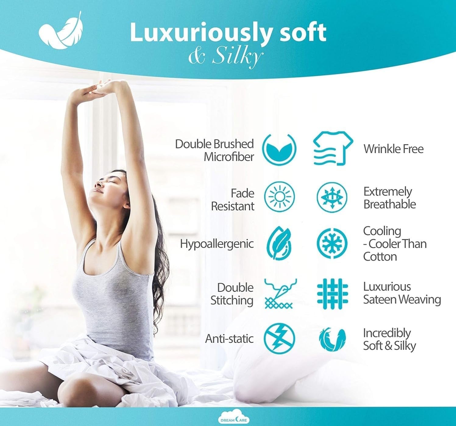 Queen Sheet Set – 6 Pcs Cooling Bed Sheets – up to 15” Deep Sheets Queen Size Bed Set – 2500 Supreme Collection – Extra Soft 100% Brushed Microfiber Hotel Luxury with Side Pocket – Gray