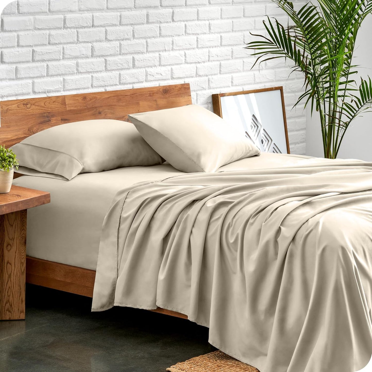 Split King Sheet Set - 1800 Ultra-Soft Microfiber Bed Sheets - Double Brushed - Deep Pockets - Easy Fit - 5 Piece Set - Bedding Sheets & Pillowcases (Sand)