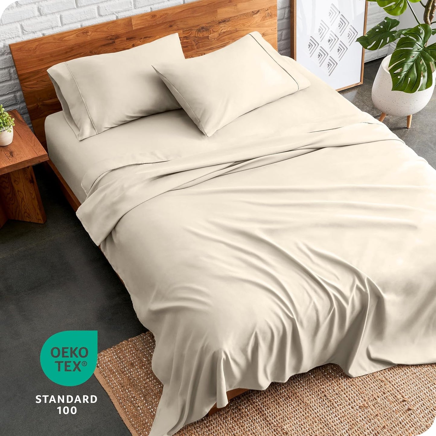 Split King Sheet Set - 1800 Ultra-Soft Microfiber Bed Sheets - Double Brushed - Deep Pockets - Easy Fit - 5 Piece Set - Bedding Sheets & Pillowcases (Sand)