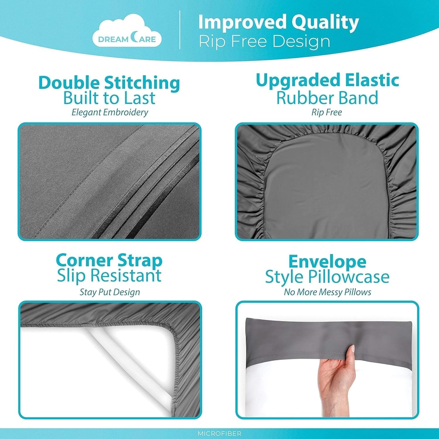 Queen Sheet Set – 6 Pcs Cooling Bed Sheets – up to 15” Deep Sheets Queen Size Bed Set – 2500 Supreme Collection – Extra Soft 100% Brushed Microfiber Hotel Luxury with Side Pocket – Gray