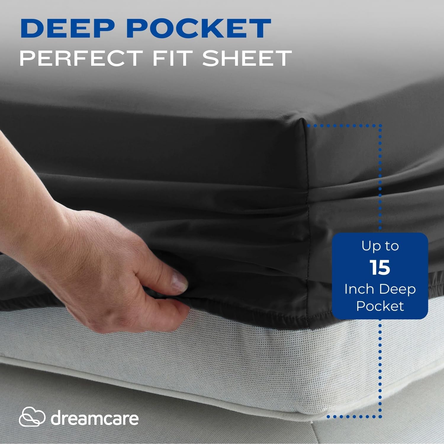 Full Size Sheets - Cooling Bed Sheets - 4Pcs Set - up to 15" Deep Pocket Full Sheet Set - Sheets Full Size Bed - Soft & Long Lasting 100% Fine Brushed Polyester with Side Pocket - Gray