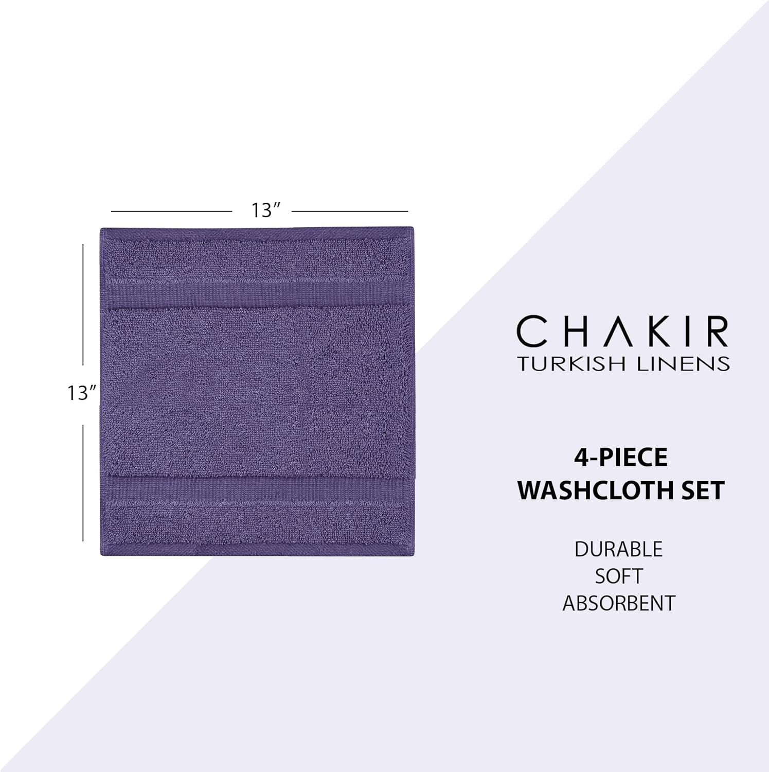| Hotel & Spa Quality 100% Cotton Premium Turkish Towels | Soft & Absorbent (4-Piece Washcloths, Plum)