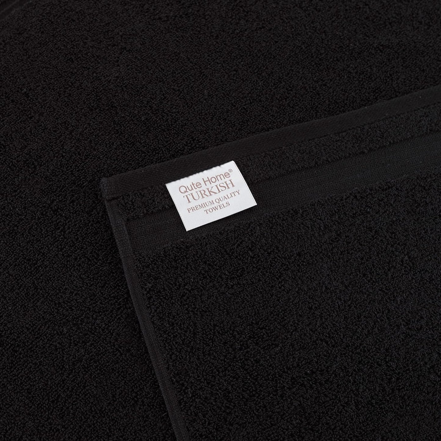 6-Piece Bath Towels Set, 100% Turkish Cotton Premium Quality Bathroom Towels, Soft and Absorbent Turkish Towels, Set Includes 2 Bath Towels, 2 Hand Towels and 2 Washcloths (Black)