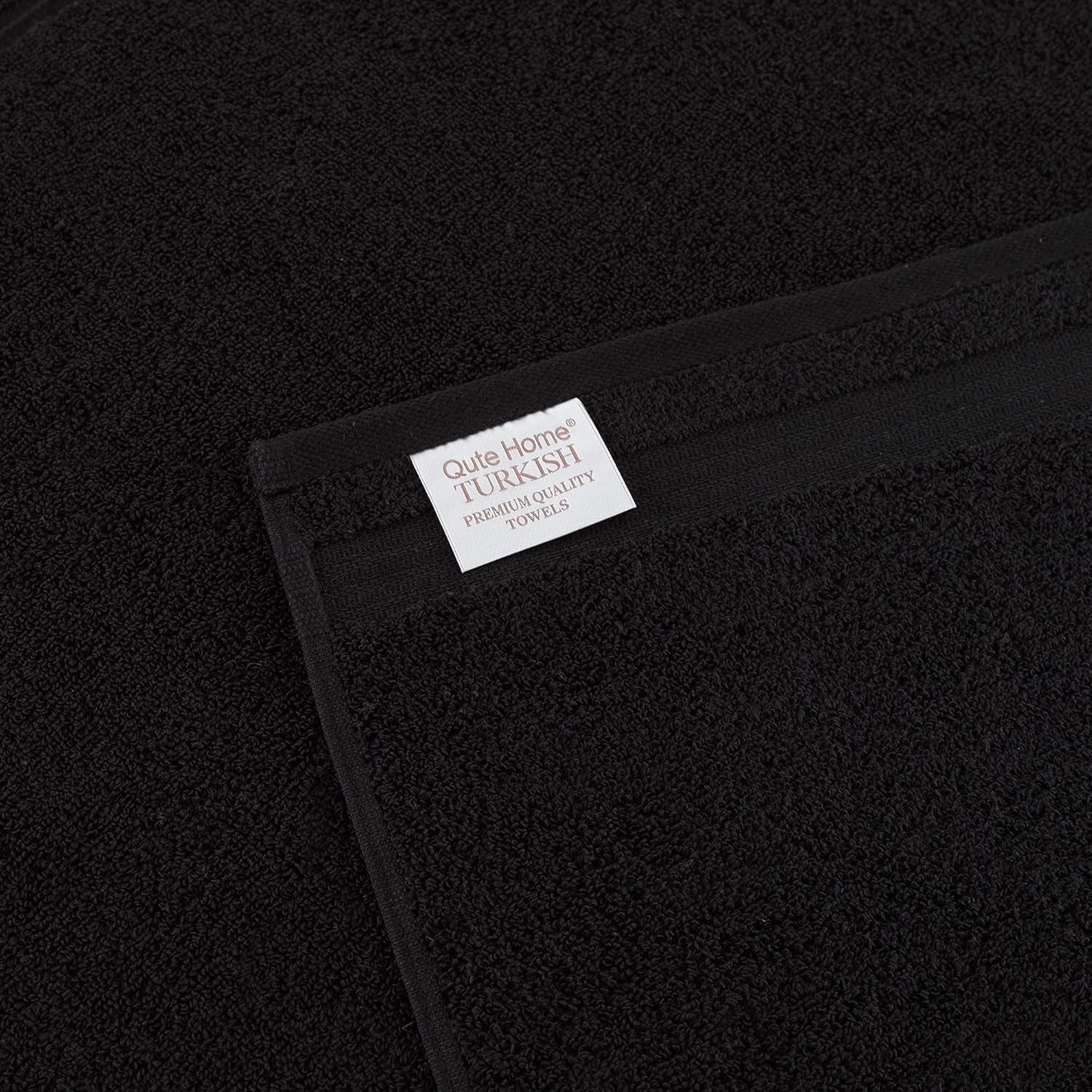 6-Piece Bath Towels Set, 100% Turkish Cotton Premium Quality Bathroom Towels, Soft and Absorbent Turkish Towels, Set Includes 2 Bath Towels, 2 Hand Towels and 2 Washcloths (Black)