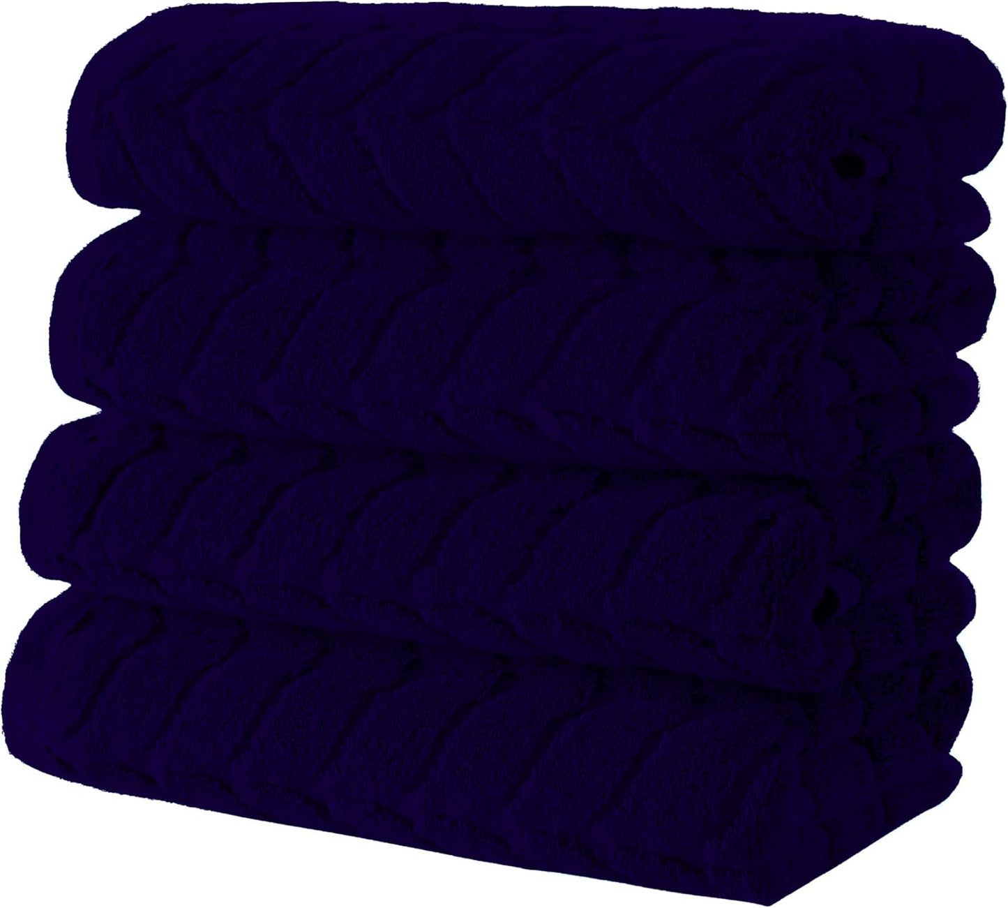 Turkish Bath Towels, Soft Plush Jacquard Luxury Bath Towels, Quick Dry Towel Set (Navy, 4 Pcs Hand Towel Set)