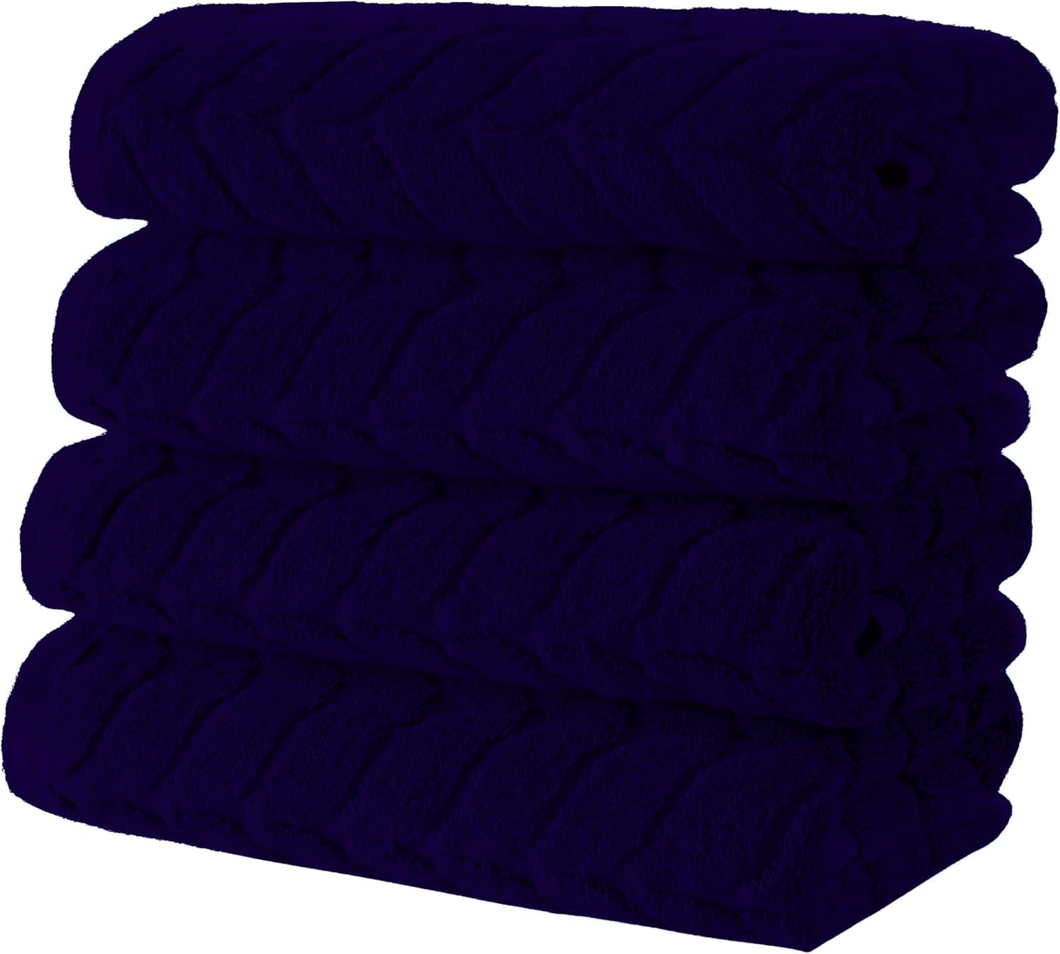 Turkish Bath Towels, Soft Plush Jacquard Luxury Bath Towels, Quick Dry Towel Set (Navy, 4 Pcs Hand Towel Set)