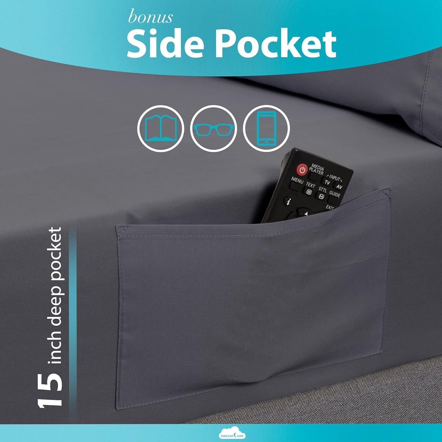 Queen Sheet Set – 6 Pcs Cooling Bed Sheets – up to 15” Deep Sheets Queen Size Bed Set – 2500 Supreme Collection – Extra Soft 100% Brushed Microfiber Hotel Luxury with Side Pocket – Gray