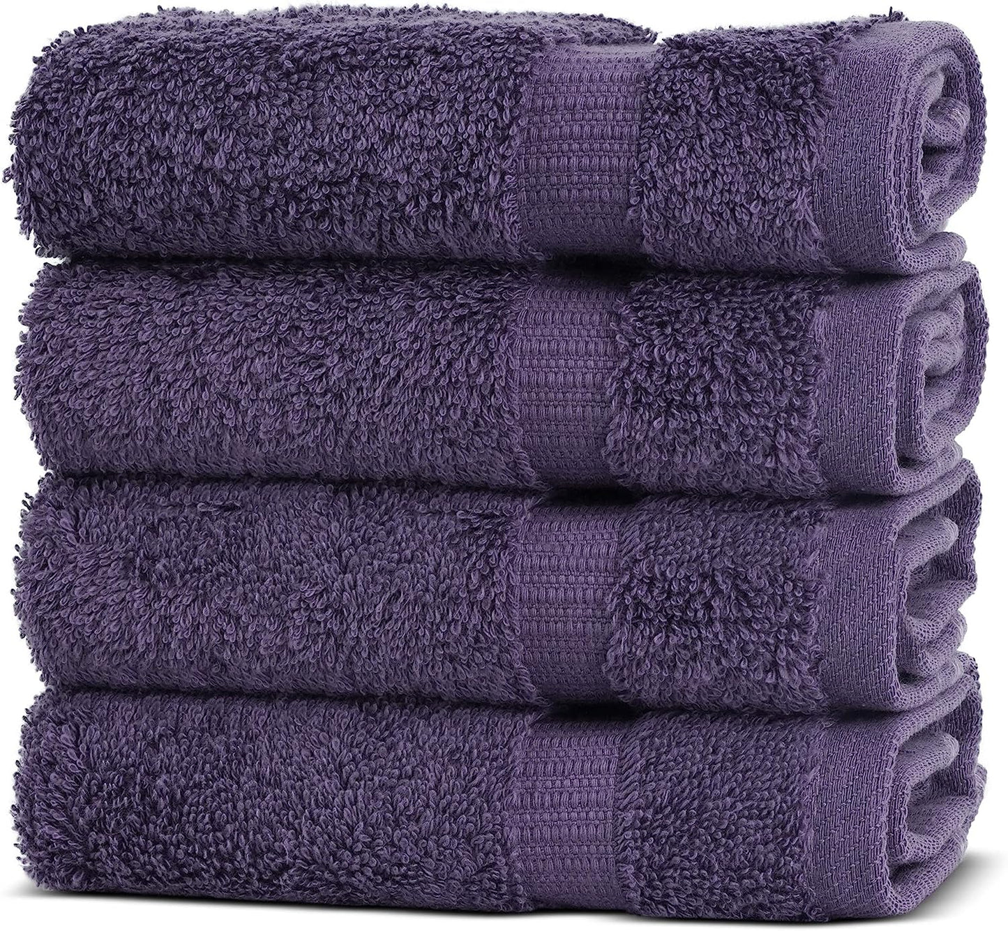 | Hotel & Spa Quality 100% Cotton Premium Turkish Towels | Soft & Absorbent (4-Piece Washcloths, Plum)