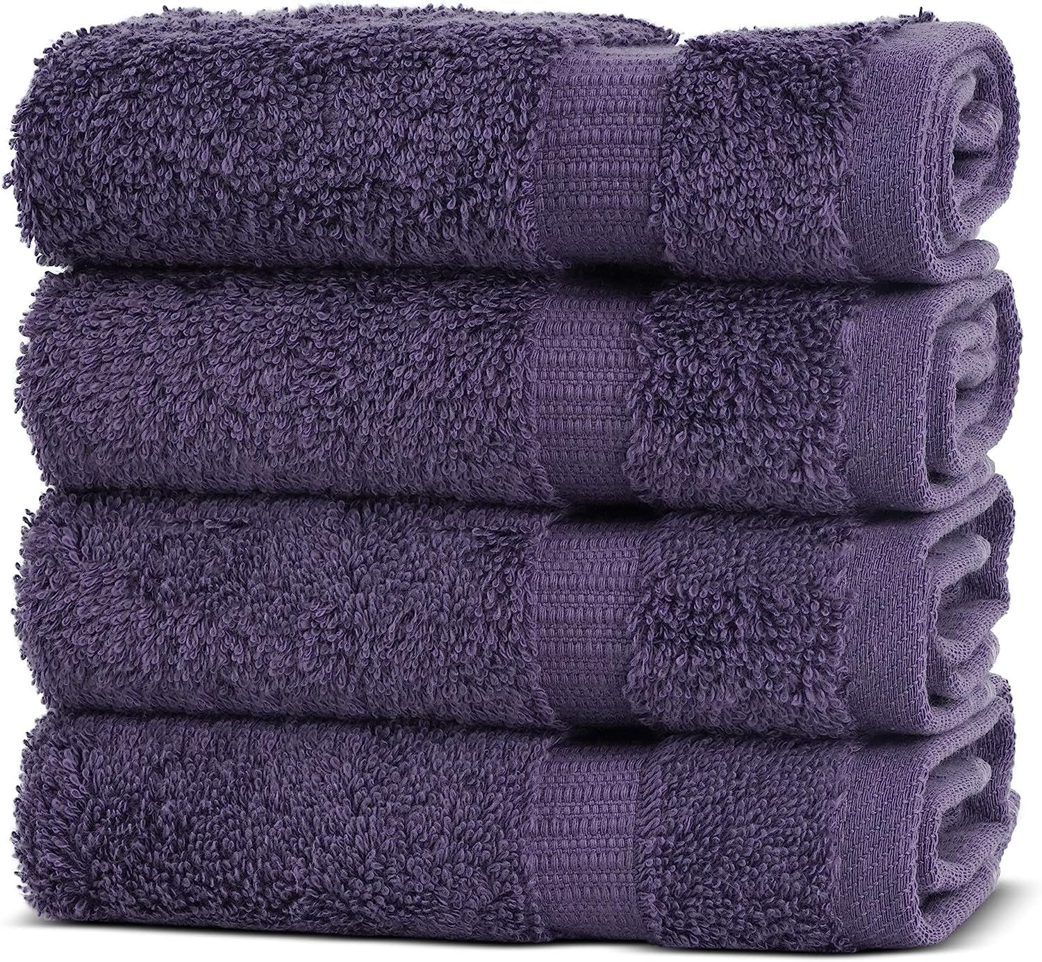 | Hotel & Spa Quality 100% Cotton Premium Turkish Towels | Soft & Absorbent (4-Piece Washcloths, Plum)
